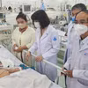 Thứ trưởng Bộ Y tế Nguyễn Thị Liên Hương kiểm tra công tác điều trị bệnh tay chân miệng tại Bệnh viện Nhi đồng 1 Thành phố Hồ Chí Minh. (Ảnh: Đinh Hằng/TTXVN)