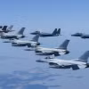 Máy bay chiến đấu F-15K, F-16 và F-35 tham gia cuộc tập trận tại Hàn Quốc. (Ảnh: Yonhap/TTXVN)