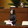 Bộ trưởng Bộ Y tế Đào Hồng Lan giải trình, làm rõ vấn đề Đại biểu Quốc hội nêu. (Ảnh: Phương Hoa/TTXVN)