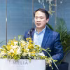 Phó giáo sư Phạm Mạnh Hùng - Phó chủ tịch Hội tim mạch học Việt Nam phát biểu tại buổi ký kết. (Ảnh: PV/Vietnam+)