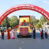 Lễ xuất container macca Đắk Lắk đầu tiên vào thị trường Hàn Quốc. (Ảnh: Hoài Thu/TTXVN)