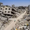 Cảnh đổ nát do xung đột Hamas-Israel tại thị trấn Beit Lahia, phía bắc Dải Gaza, ngày 21/6/2024. (Ảnh: THX/TTXVN)