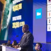 Tổng thống Nam Phi Cyril Ramaphosa phát biểu sau khi kết quả bầu cử được công bố tại Midrand, ngày 2/6/2024. (Ảnh: THX/TTXVN)