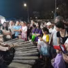 Bộ đàn đá thu hút khách tham quan. (Ảnh: K GỬIH/TTXVN)