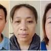Trần Văn Dũng, Nguyễn Thị Mai và Nguyễn Thị Huế tại cơ quan công an. (Ảnh: Công an cung cấp)