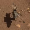Trực thăng Ingenuity của NASA hạ cánh trên bề mặt Sao Hỏa ngày 5/4/2021. (Ảnh: AFP/TTXVN) 