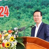 Chủ tịch nước Võ Văn Thưởng phát biểu tại Lễ phát động Tết trồng cây “Đời đời nhớ ơn Bác Hồ” Xuân Giáp Thìn 2024. (Ảnh: Thống Nhất/TTXVN)