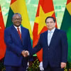 Thủ tướng Phạm Minh Chính hội kiến Tổng thống Cộng hòa Guinea-Bissau Umaro Sissoco Embaló. Ảnh: Dương Giang – TTXVN
