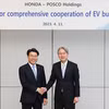 Đại diện Posco và Honda tại buổi ký kết biên bản ghi nhớ. (Nguồn: Posco)