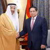Thủ tướng Phạm Minh Chính tiếp Bộ trưởng Đầu tư Saudi Arabia Khalid Al-Falih. (Ảnh: Dương Giang/TTXVN)