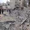 Cảnh đổ nát sau cuộc không kích của Israel xuống Dải Gaza ngày 12/2/2024. (Ảnh: THX/TTXVN)