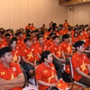 Buổi tọa đàm thu hút sự tham dự của của đông đảo thanh niên, trí thức, doanh nhân Việt Nam tại vùng Kansai, Nhật Bản. (Ảnh: Nguyễn Tuyến/TTXVN)