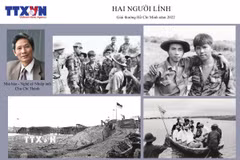 Tác giả Chu Chí Thành vinh dự được nhận cả 2 Giải thưởng Hồ Chí Minh và Giải thưởng Nhà nước về Văn học Nghệ thuật. Trong ảnh: Bộ ảnh “Hai người lính” nhận giải thưởng Hồ Chí Minh năm 2022. (Ảnh: TTXVN)