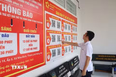 Sau gần 1 năm hoạt động, trung tâm phục vụ hành chính công xã Nha Bích đã tiếp nhận gần 6.000 hồ sơ, tỷ lệ giải quyết đúng hạn đạt 99,9%. (Ảnh: Đậu Tất Thành/ TTXVN)