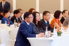 Bộ trưởng Bộ Công Thương Lê Mạnh Hùng tham dự Diễn đàn Kinh tế Việt Nam-Thụy Sĩ. (Ảnh: Phạm Kiên/TTXVN)