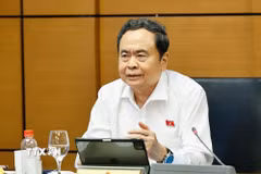 Chủ tịch Quốc hội Trần Thanh Mẫn, đại biểu Quốc hội Thành phố Hồ Chí Minh, phát biểu trong phiên thảo luận ở tổ. (Ảnh: Doãn Tấn/TTXVN)