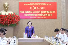 Bí thư Trung ương Đảng, Phó Thủ tướng Chính phủ Phạm Thị Thanh Trà phát biểu kết luận buổi làm việc. (Ảnh: Tuấn Anh/TTXVN)