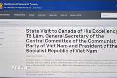 Thông cáo báo chí được đăng tải trên trang thông tin của Văn phòng Toàn quyền Canada. (Ảnh: TTXVN phát)
