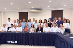 Quang cảnh Hội thảo kết nối doanh nghiệp Việt Nam-Veracruz nhằm giới thiệu tiềm năng hợp tác kinh tế, thương mại và đầu tư giữa Việt Nam với bang Veracruz, Mexico. (Ảnh: TTXVN phát)