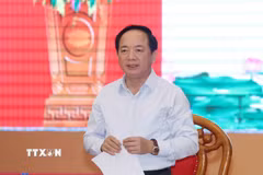 Đồng chí Trịnh Văn Quyết, Ủy viên Bộ Chính trị, Bí thư Trung ương Đảng, Trưởng Ban Tuyên giáo và Dân vận Trung ương phát biểu chỉ đạo buổi làm việc. (Ảnh: Phương Hoa/TTXVN)