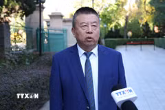 Ông Hòa Chấn Vĩ, Hội trưởng Hiệp hội Phát triển công nghiệp hải ngoại Trung Quốc, cho biết doanh nghiệp Trung Quốc đặc biệt quan tâm đến thị trường Việt Nam, cả về đầu tư lẫn triển khai các hoạt động kinh tế, thương mại. (Ảnh: Quang Hưng/TTXVN)