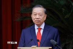 Tổng Bí thư, Chủ tịch nước Tô Lâm phát biểu khai mạc Hội nghị lần thứ tư Ban Chấp hành Trung ương Đảng khóa XIV. (Ảnh: Thống Nhất/TTXVN)