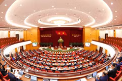 Phiên Khai mạc Hội nghị lần thứ tư Ban Chấp hành Trung ương Đảng khóa XIV. (Ảnh: Phương Hoa/TTXVN)