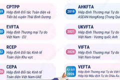 Các FTA Việt Nam tham gia tính đến tháng 10 năm 2026