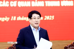 Ủy viên Bộ Chính trị, Chủ tịch nước Lương Cường, Trưởng Đoàn kiểm tra số 1907 phát biểu chỉ đạo. (Ảnh: Lâm Khánh/TTXVN)