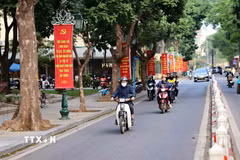 Các tuyến phố của Thủ đô Hà Nội vào dịp Đại hội XIV của Đảng. (Ảnh: Vũ Quang/TTXVN)