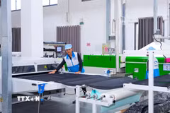Dây chuyền sản xuất hiện đại ứng dụng khoa học, công nghệ và đổi mới sáng tạo nhằm nâng cao chất lượng sản phẩm tại Khu công nghiệp TMTC thuộc Khu kinh tế cửa khẩu Mộc Bài, xã Bến Cầu, tỉnh Tây Ninh. (Ảnh: Minh Phú/TTXVN)