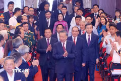 Tổng Bí thư, Chủ tịch nước Tô Lâm đến dự Lễ kỷ niệm 30 năm thành lập Hội đồng Lý luận Trung ương. (Ảnh: Văn Điệp/TTXVN)