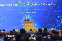 Thủ tướng Phạm Minh Chính phát biểu chỉ đạo tại Diễn đàn Quốc gia phát triển kinh tế số và xã hội số lần thứ 3. (Ảnh: Dương Giang/TTXVN)