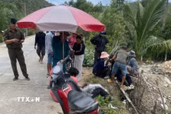 Hiện trường vụ tai nạn. (Ảnh: TTXVN phát)