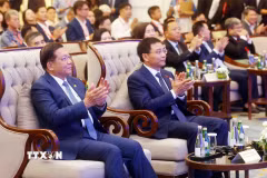 Tổng thống Myanmar Min Aung Hlaing và Phó Thủ tướng Nguyễn Văn Thắng đồng chủ trì Diễn đàn doanh nghiệp Việt Nam-Myanmar năm 2026. (Ảnh: Phạm Kiên/ TTXVN)