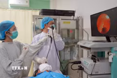 Nhân viên y tế Bệnh viện Đà Nẵng. (Ảnh: TTXVN phát)