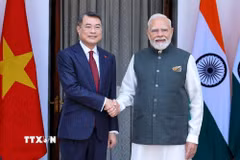 Thủ tướng Lê Minh Hưng gặp Thủ tướng Cộng hòa Ấn Độ Narendra Modi. (Ảnh: Dương Giang/TTXVN)