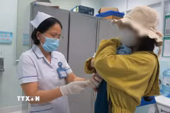 Điều dưỡng Khoa Nhiễm-Thần kinh, Bệnh viện Nhi đồng 1 Thành phố Hồ Chí Minh, lấy máu xét nghiệm HIV cho trẻ sơ sinh. (Ảnh minh họa: Đinh Hằng/TTXVN)