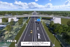Phối cảnh đường Vành đai 4 Tp. Hồ Chí Minh có chiều dài 48km đoạn qua tỉnh Bình Dương. (Ảnh: TTXVN phát)