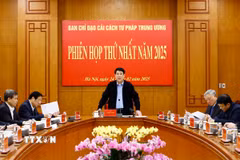 Chủ tịch nước Lương Cường chủ trì Phiên họp thứ nhất năm 2025 của Ban Chỉ đạo Cải cách Tư pháp Trung ương. (Ảnh: Lâm Khánh/TTXVN)