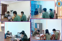 Các đối tượng bị cơ quan chức năng Lâm Đồng mời lên làm việc vì thông tin sai sự thật về chủ trương tinh gọn bộ máy địa phương các cấp. (Ảnh: TTXVN phát)