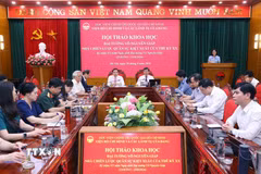 Hội thảo khoa học “Đại tướng Võ Nguyên Giáp - Nhà chiến lược quân sự kiệt xuất của thế kỷ XX." (Ảnh: Văn Điệp/TTXVN)