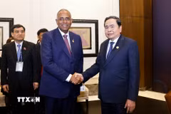 Chủ tịch Quốc hội Trần Thanh Mẫn hội kiến Chủ tịch Quốc hội Côte d'Ivoire Patrick Achi trong chương trình tham dự Đại hội đồng lần thứ 152 của Liên minh Nghị viện thế giới (IPU-152) tại Thổ Nhĩ Kỳ, chiều 16/4/2026. (Ảnh: Doãn Tấn/ TTXVN)