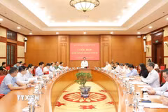 Đồng chí Trần Cẩm Tú, Ủy viên Bộ Chính trị, Thường trực Ban Bí thư, Trưởng Ban Chỉ đạo 35 Trung ương phát biểu chỉ đạo cuộc họp. (Ảnh: Phương Hoa/TTXVN)