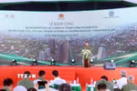 Lễ khởi công dự án nhà ở cho lực lượng vũ trang Công an nhân dân tại các ô đất CT3, CT4, Khu tái định cư Xuân La, phường Nghĩa Đô, thành phố Hà Nội. (Ảnh: Phạm Kiên/TTXVN)