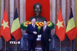 Chủ tịch nước Lương Cường hội kiến Nhà Vua Vương quốc Bỉ Philippe. (Ảnh: Lâm Khánh/TTXVN)