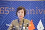 Tổng Giám đốc TTXVN Vũ Việt Trang tại Phiên toàn thể kỷ niệm 65 năm OANA. (Ảnh: Văn Hiếu/TTXVN)