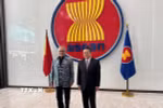Tổng thống Timor Leste Jose Ramos Horta và Tổng Thư ký ASEAN Kao Kim Hourn. (Ảnh: Văn Phong/TTXVN)