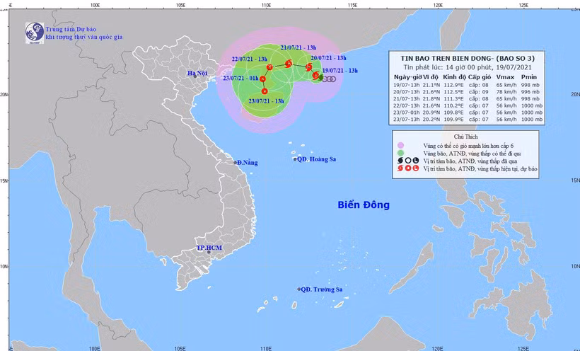 Hình ảnh về cơn bão số 3. (Nguồn: nchmf.gov.vn)