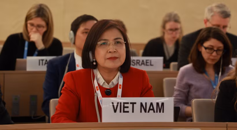 Đại sứ Lê Thị Tuyết Mai, Trưởng Phái đoàn đại diện thường trực Việt Nam tại Geneva. (Ảnh: Nguyễn Tuấn/TTXVN)